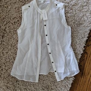 Banana Republic white sheer sleeveless blouse